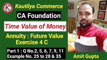 CA Foundation : Time Value of Money | Math | Exercise 4C | Annuity | Part 1 #cafoundation