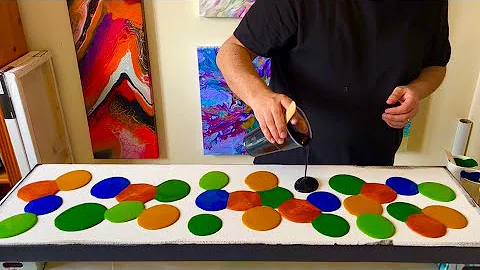 Lines / Lacing + BLOCK Color - Liquid Puddle Pour - DARK Palette - Abstract Pour Painting Tutorial