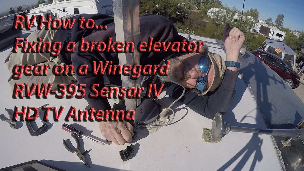 RV How to Fixing a broken Winegard RVW-395 Antenna elevator gear - YouTube