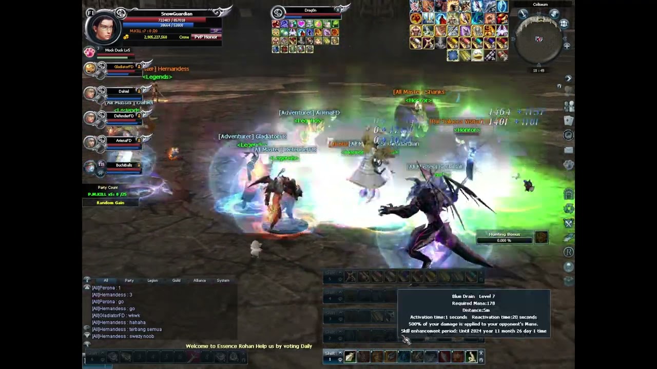 New Rohan Essence Server "Legends vs Honor PVP Guild Coliseum"