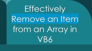 Effectively Remove an Item from an Array in VB6