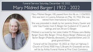 Mary Mildred Barger Memorial Service