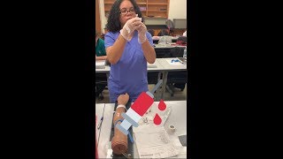 MY FIRST TIME DRAWING BLOOD ON A PRACTICE ARM| PHLEBOTOMY CLASS