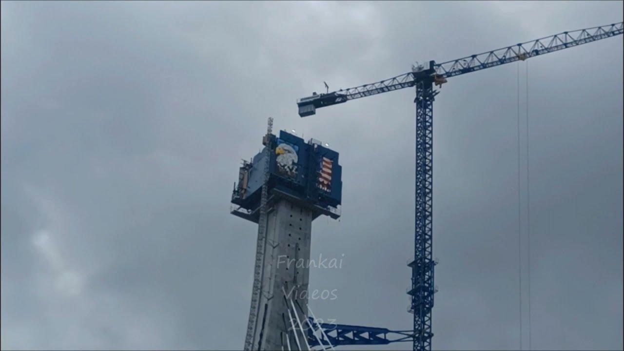 The Gordie Howe Bridge Tower Closeup May, 2023. Stay Cables Installed