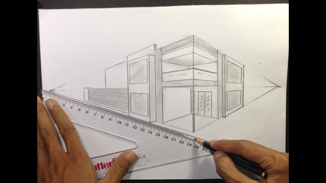 ARCHITECTURAL │How To Draw a Simple Modern House in 2 ...