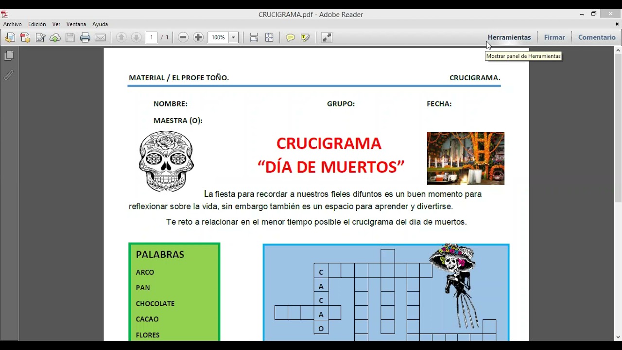 CRUCIGRAMA: DÍA DE MUERTOS. - YouTube
