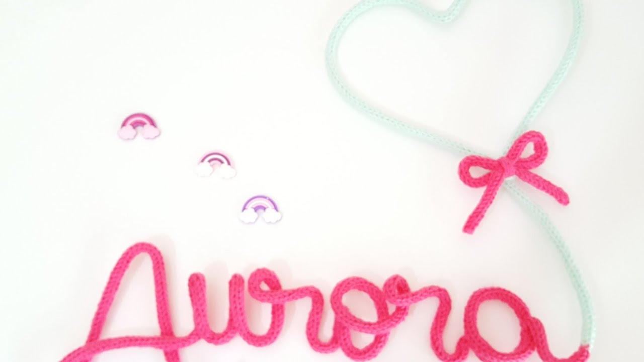 DIY nome Aurora em tricotin, icord ou rabo de gato