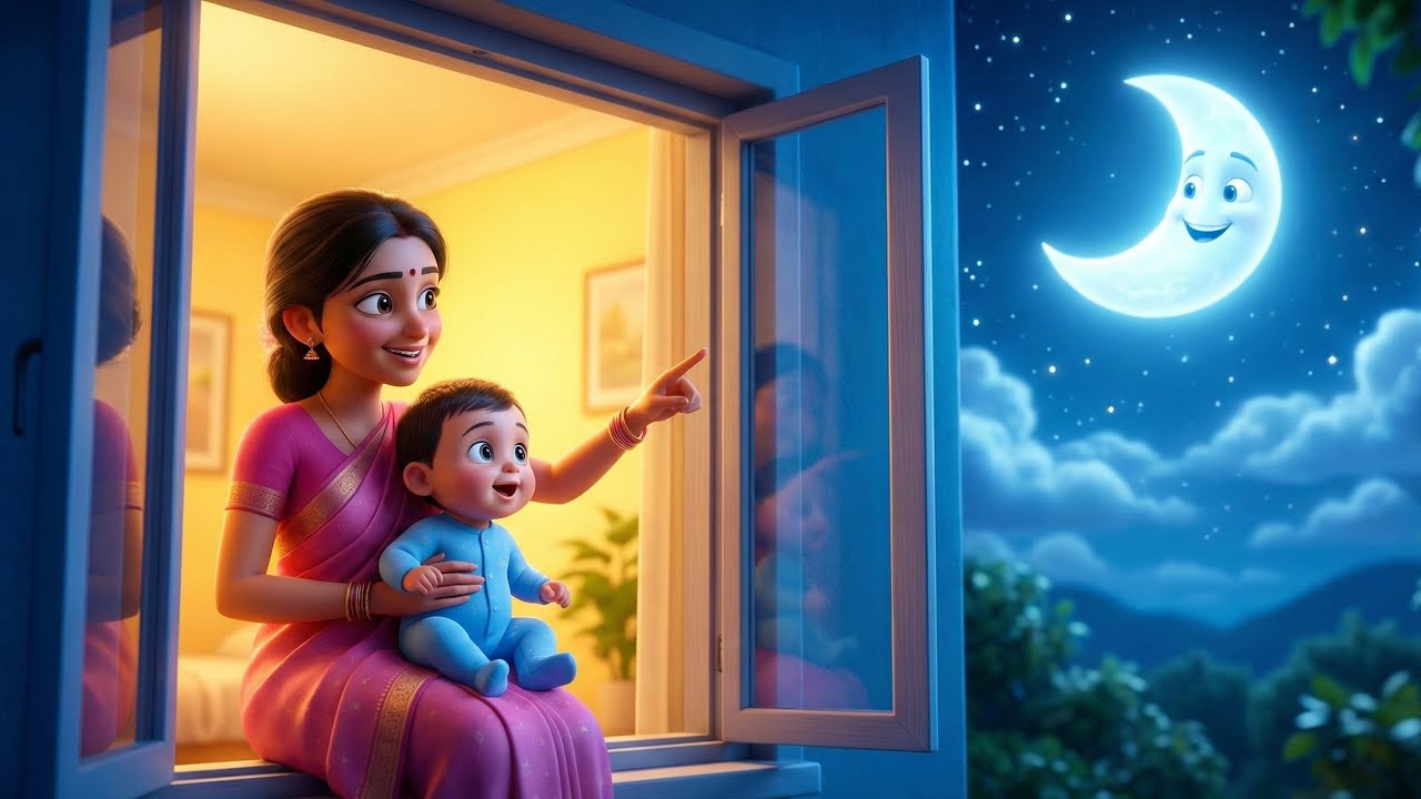 Chanda mama door ke, Humein bulaye khelne हिंदी कार्टून kids cartoon video, 3D 4k animated song 