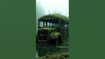 Nature explore // abandoned old bus 💚🌿 #aiart #trending #nature #shorts #bus