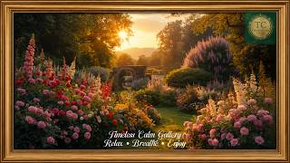 Golden Sunset Garden Escape | Luxury Calm Nature Painting with Elegant Gold Frame 🌸✨ screenshot 5