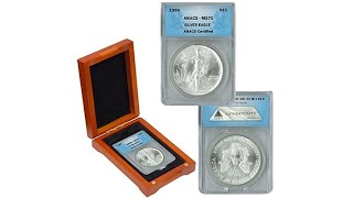 1986 MS70 ANACS Silver Eagle Dollar Coin