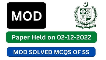 MOD SS Paper held on 02-12-2022 | MCQs Type Paper Solved | MOD Jobs Preparation 2022
