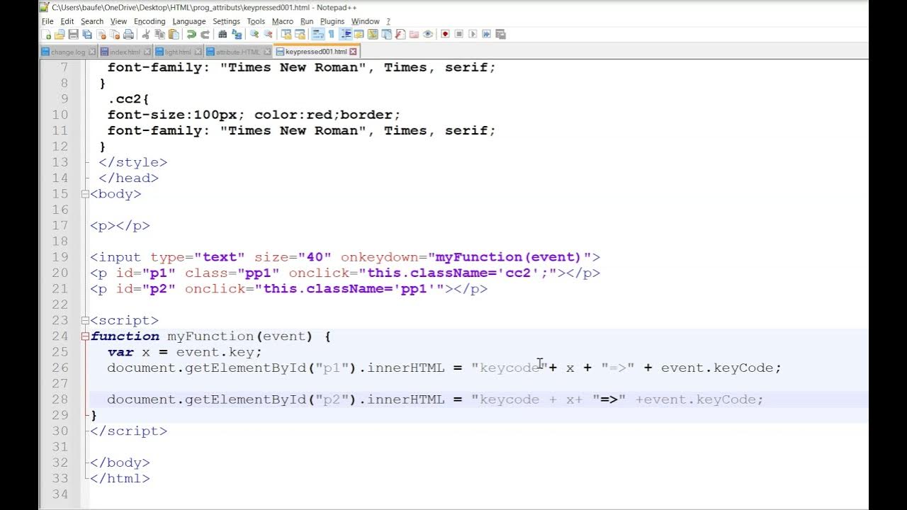 keyCode onkeydown event class style this keyword javaSscript - YouTube