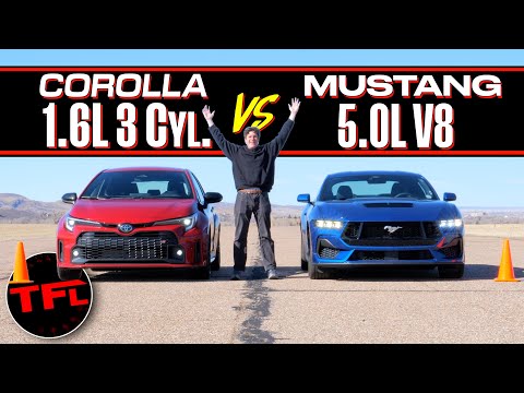 Tiny Turbo vs Massive V8: The GR Corolla Takes On The New Ford Mustang GT in a Drag Race!