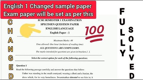 ICSE Class 10 Changed English 1 / English Language Solved Sample Paper Semester 1 2021-22