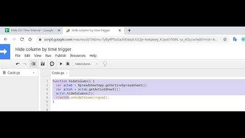 Google app script hide columns
