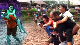 Lomba Gendong Istri Seru habis acara 17 Agustus Toraja