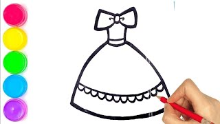 Beauty n color Dress Drawing For Kids, How To Draw Cute Girl Dress Drawing, Girl  @BachaParty17