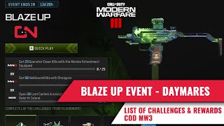 COD MW3 Blaze Up Event - List of challenges and Rewards DAYMARES