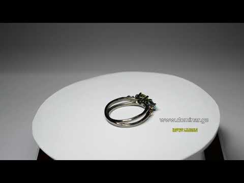 ნატურალური პერიდოტი და ტოპაზი ჩასმული ბეჭედში