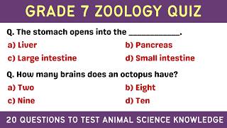 Grade 7 Zoology Quiz – 20 Questions to Test Knowledge of Animal Science for School Exams | Class 7