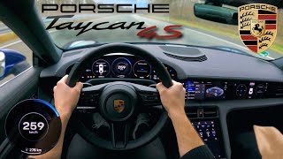 Porsche Taycan 4s 571HP: 0-250 km/h LAUNCH CONTROL Top Speed Drive on Autobahn
