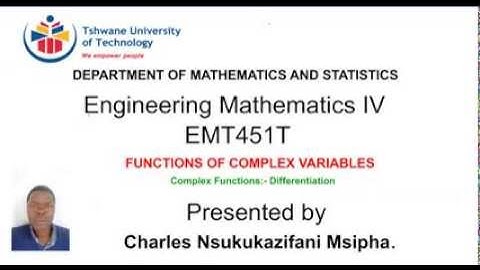 2.1 Complex Functions -differentiation