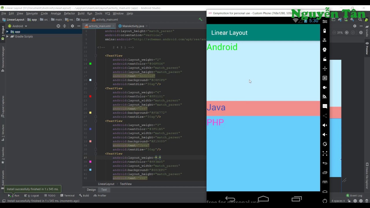 Lập Trình Android - Bài 4: Linear Layout Với Thuộc Tính Layout Weight