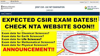Exam dates CSIR June 2021 Life,Chemical,Mathematical,Physical,Earth Sciences Announced!!(Expected)
