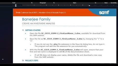 Shelly Cashman Excel 2019 | Module 4: End of Module Project 2 | Banerjee Family