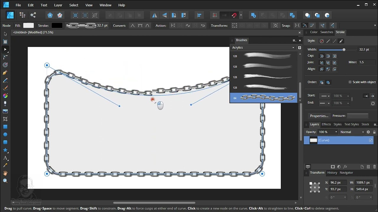 Image Texture Brush pada Stroke untuk bingkai bitmap - Affinity Designer