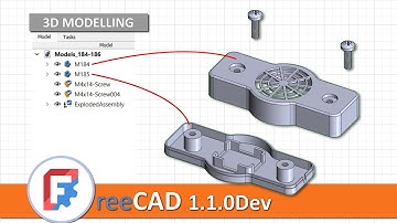 FreeCAD 1.1.0 Dev: 3D modeling | PartDesign multiple body | add screws quickly with Fasteners wb