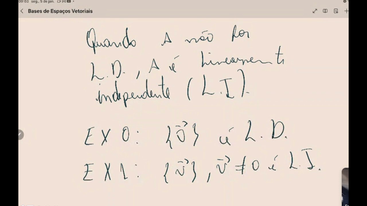 Bases de Espaços Vetoriais e Conjuntos LI e LD