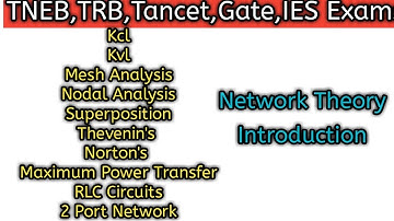 Network Theory Introduction TNEB,TRB,Tancet,Gate,IES Exams