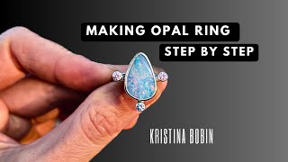 How to MAKE a RING with cabochon Opal gemstone! step by step tutorial
