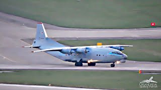 An-12 With smoke. Beauty in the sky brought. Takeoff delight.