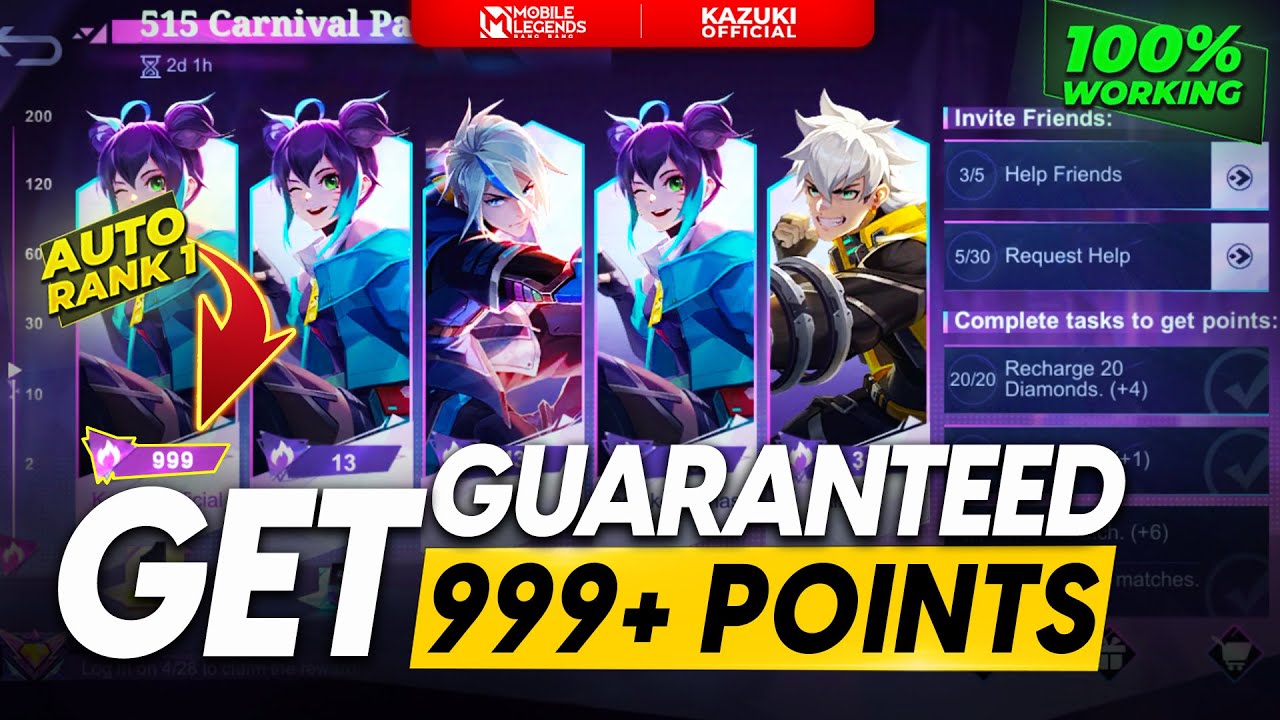 HOW TO GET 999+ POINTS IN CARNIVAL PARTY EVENT | AUTO RANK 1 EVERY ...