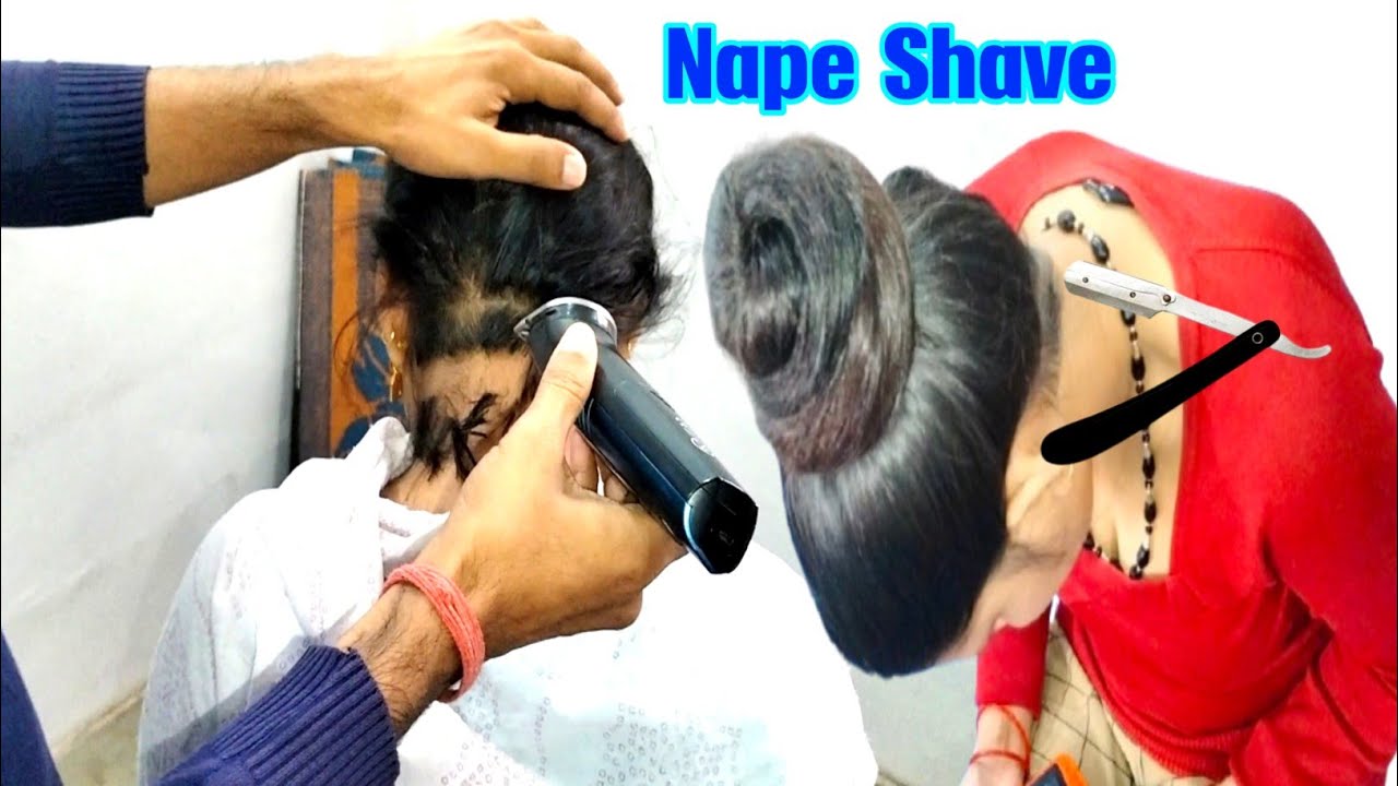 Hair Play 💇 Nape Shave 🪒 and everything nice for the Indian girl || Longhair headshave in India