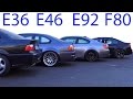 BMW M3 E30 vs M3 E36 vs M3 E46 vs M3 E92 vs M3 F80 Sound Battle 5 Generation V8