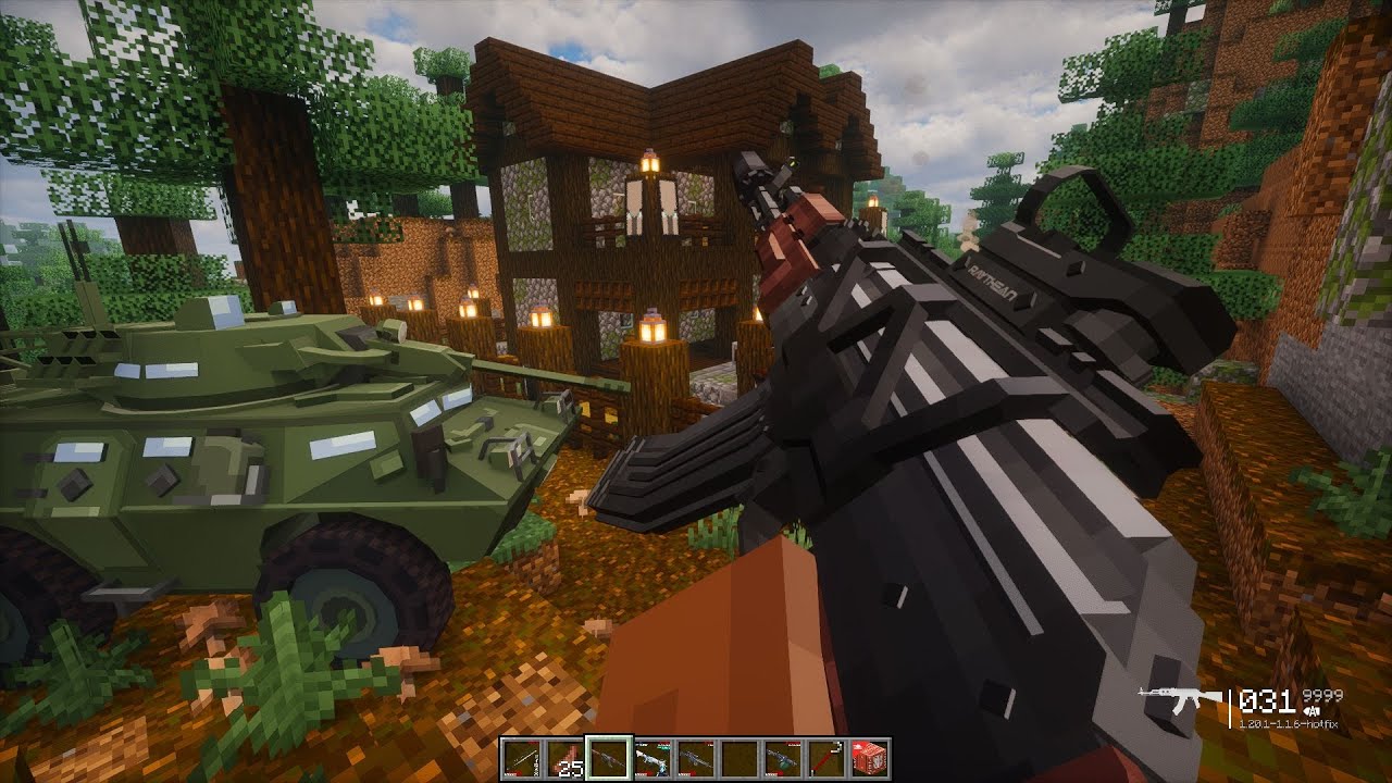 Destroying a Pillager Outpost with Modern Weapons!