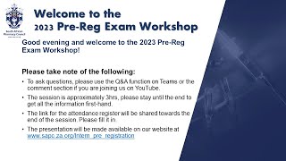 Pre-registration Examination Workshop 2