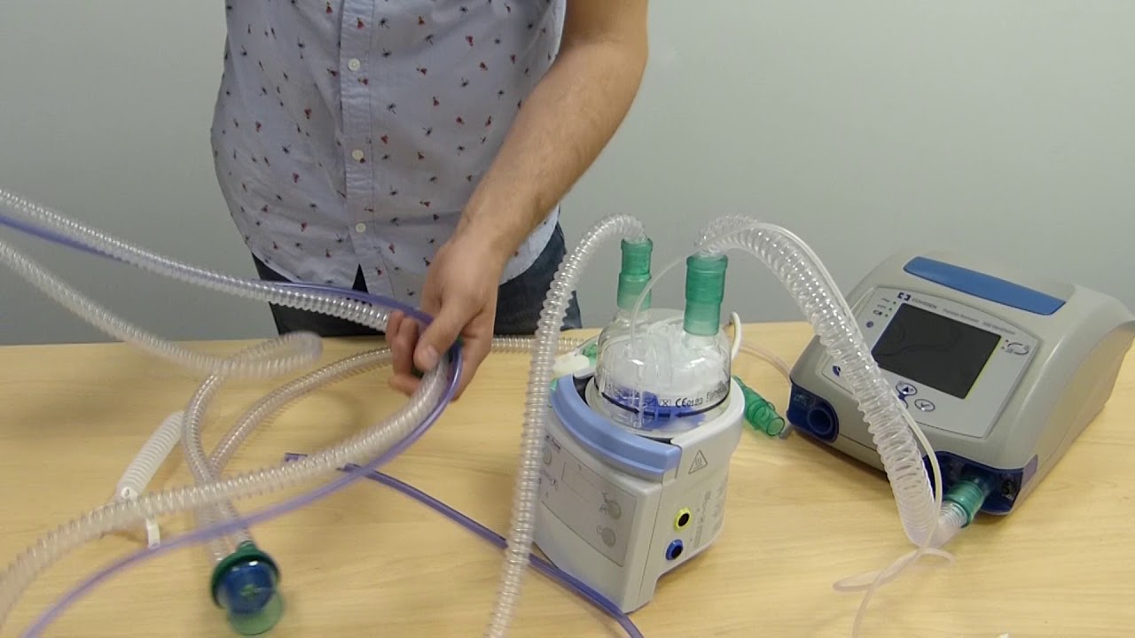 подключение 2х патрубочного контура ИВЛ без подогрева