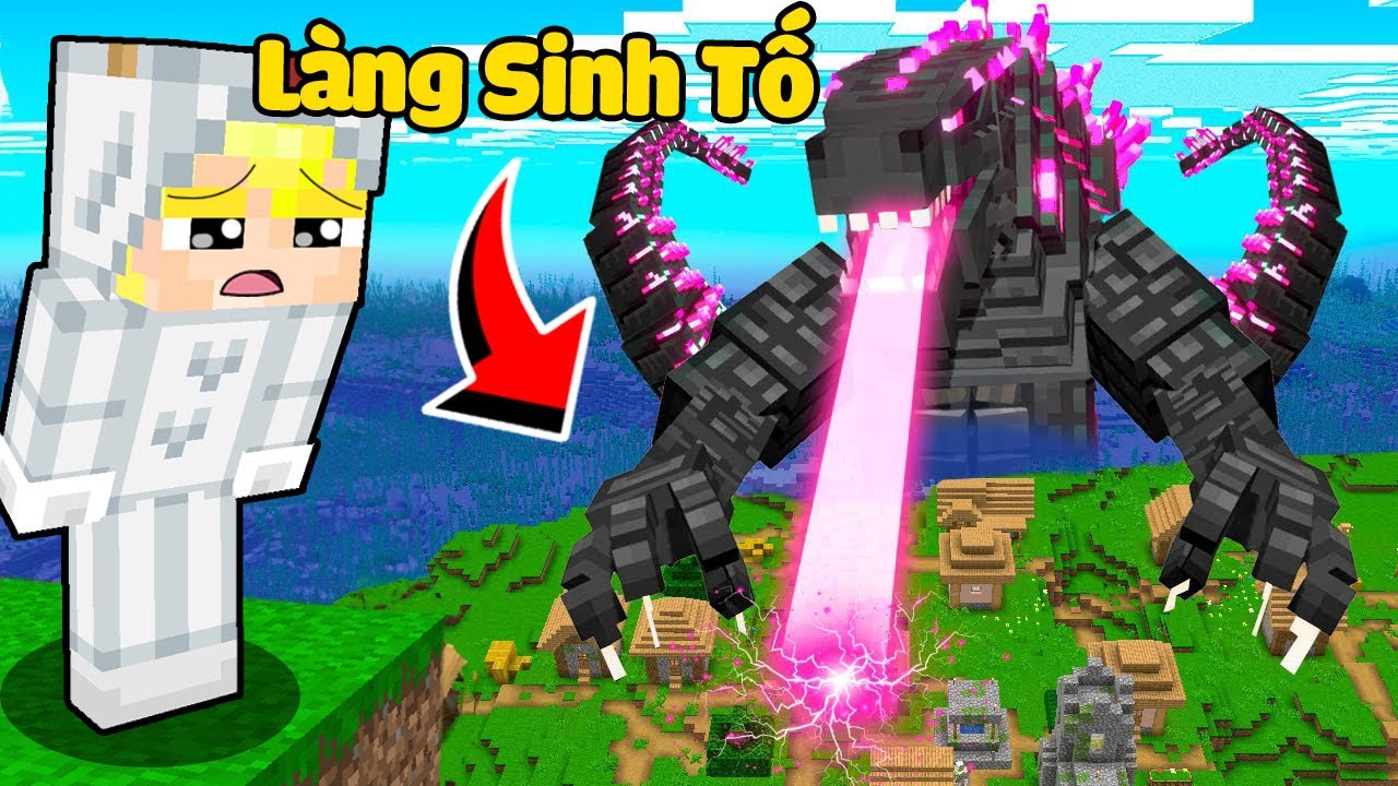 Godzilla Tấn Công Làng Sinh Tố Trong Minecraft!