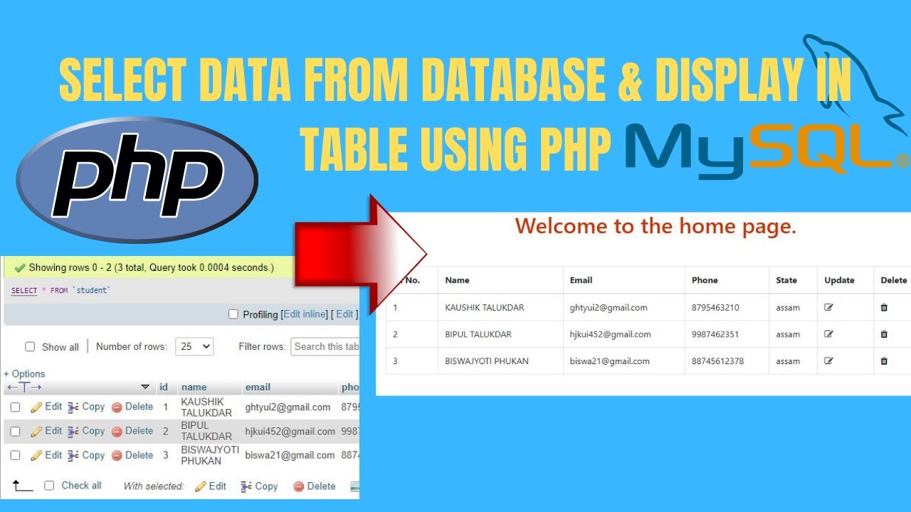 insert ข้อมูล 2 ตารางพร้อมกัน php  Update New  How to Select Data from Database in PHP \u0026 Display in Table Format | PHP,  MySQL Tutorial.