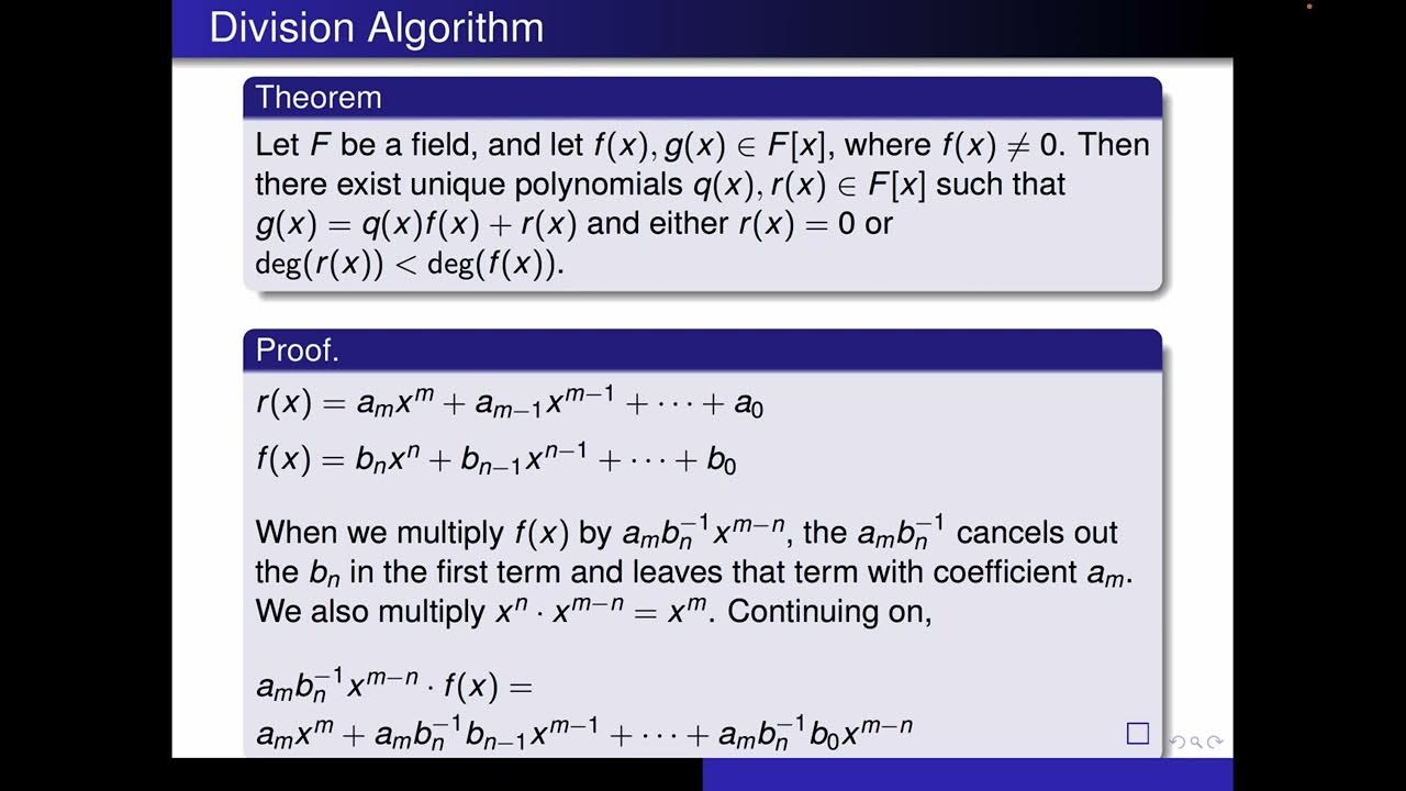 Polynomial Division Algorithm Proof - YouTube