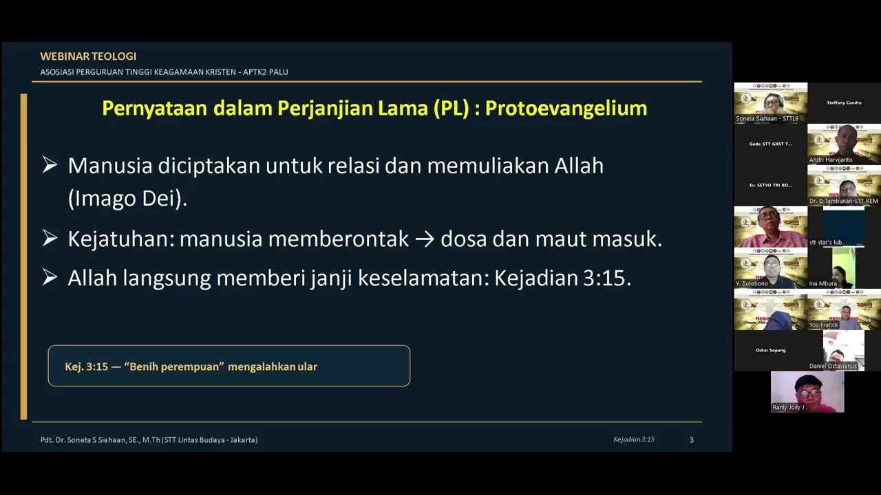 Webinar Teologi - Penyaliban Apakah Rencana Ilahi atau Konspirasi Jahat. (Pdt.Dr.Soneta Siahaan). 