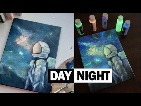 How To Paint A Galaxy - Glow In The Dark Acrylic Painting - Art 'N