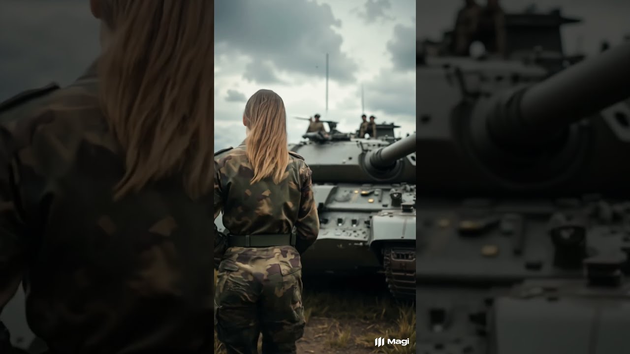 Polish Female Soldier with Battle Tank – Power, Courage, and Patriotism