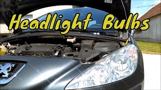 Peugeot 308 How To Replace Headlight Bulb On The Left Side!