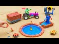 DIY Mini Tractor Science Project Builds a Strong Brick Fish Tank After Hulk Destroyed It